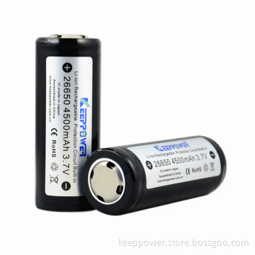 Keeppower wholesale 26650 Battery 3.7V 4500mAh Rechargeable PCB Protected Li-ion Battery